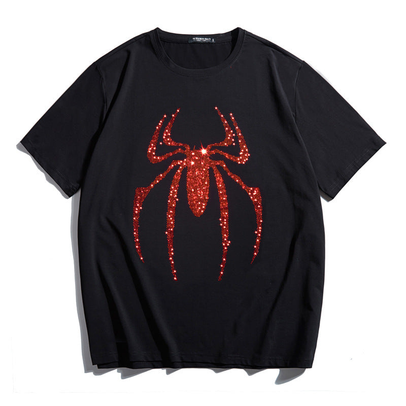 Fashion Personality Hot Diamond Plus Fat Short-Sleeved T-shirt Men