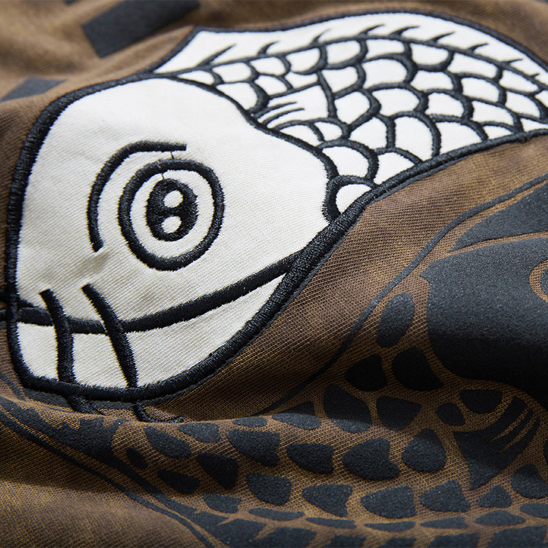 Koi Top Chinese Trendy Embroidered Short Sleeve